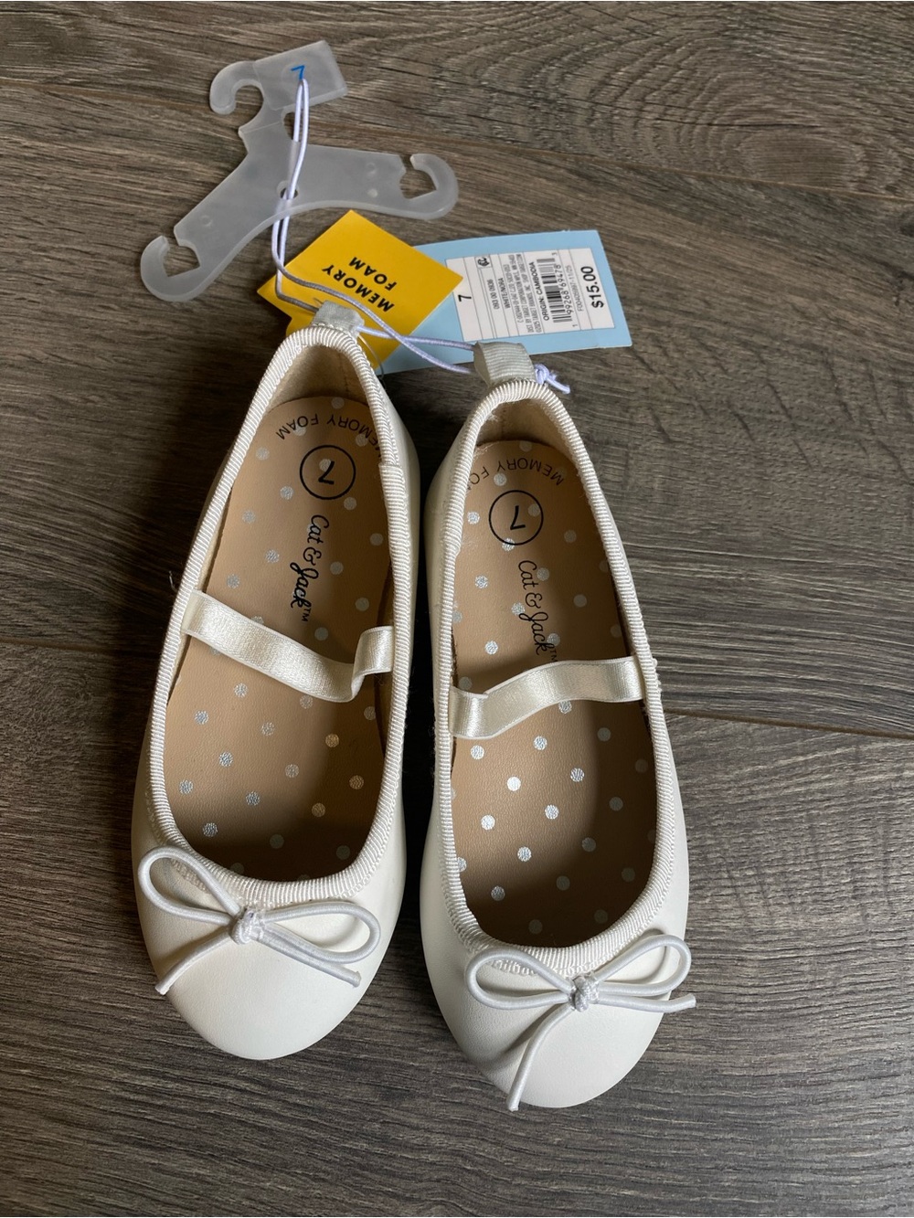 Toddler Girls White Ballet Flats with Bow - Cat & Jack Size 7
